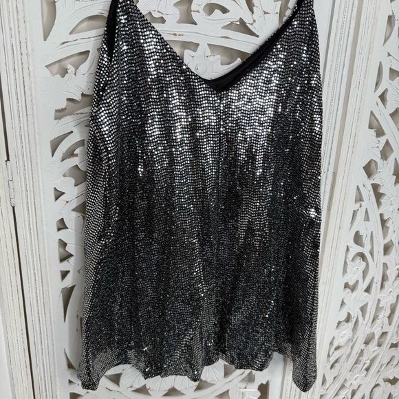 Nellie Mae Silver Sequined Metallic Tank - Picture 2 of 5